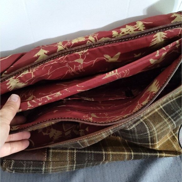 FOSSIL Alpine Brown Plaid Wool Messenger Laptop Crossbody Bag - Picture 15 of 16